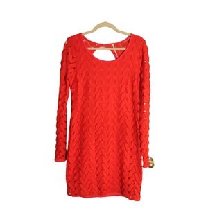Free People Red Crocheted Cut Out Back Dress sz M